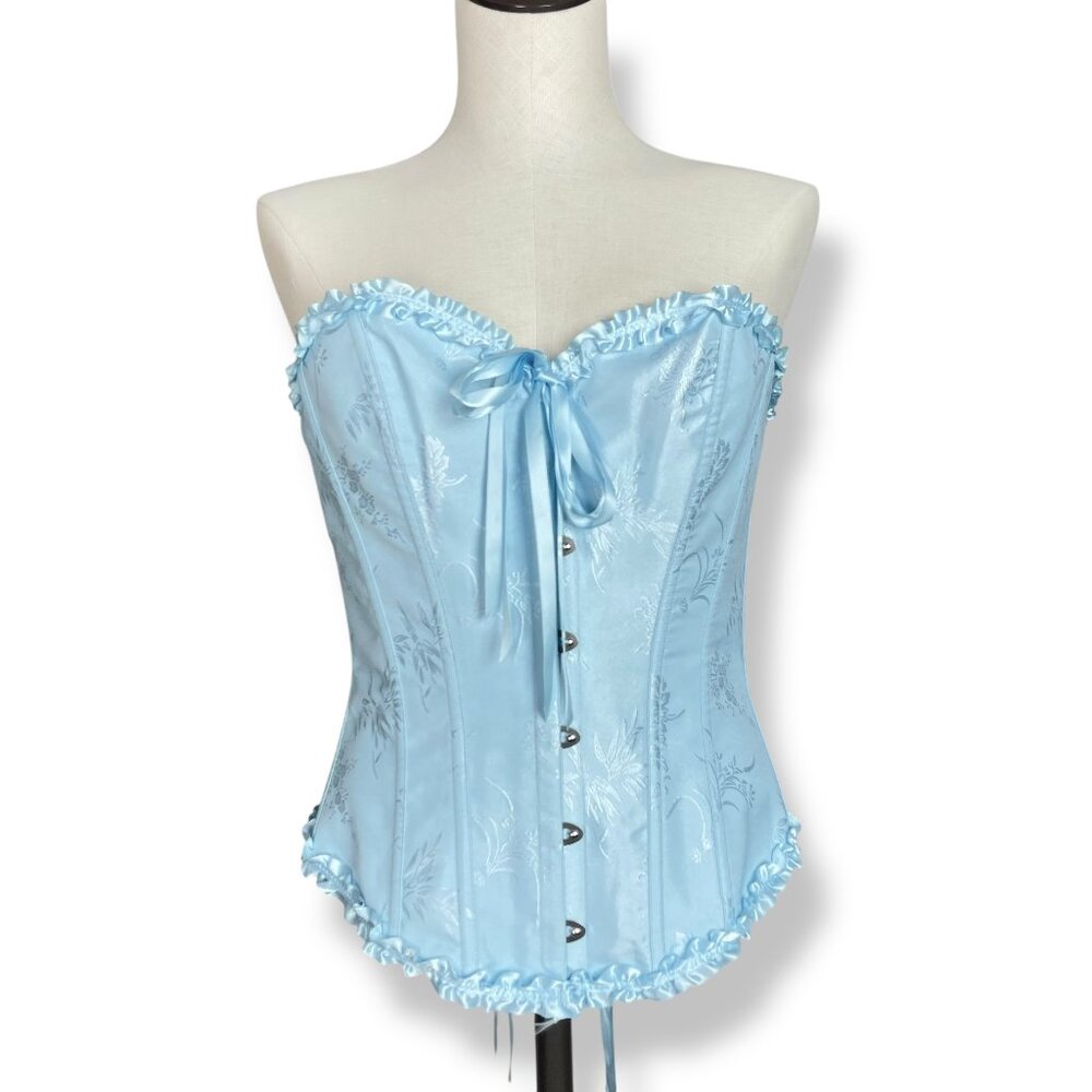Corset Top Strapless Ruffle Iridescent‎ Women Size Medium Women Lace-Up Romantic